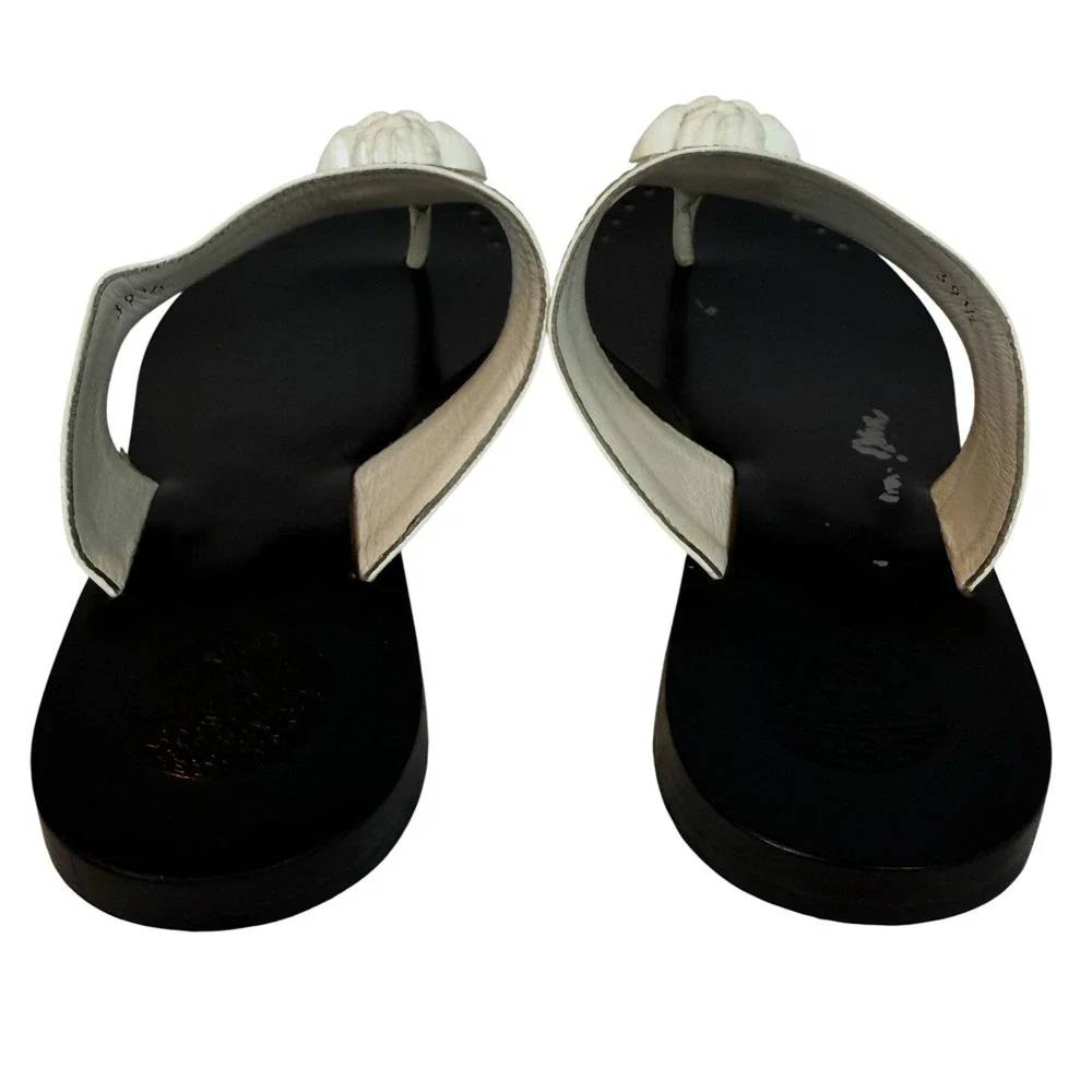 Versace Medusa Head White Patent Leather Thong Sandals Flat Slippers 39.5